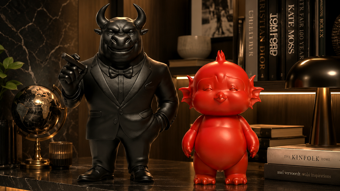 Luxury designer art toy collectible sculpture representing premium craftsmanship, limited edition collectible art, modern sculpture, designer vinyl figure by BANG BANG EG.