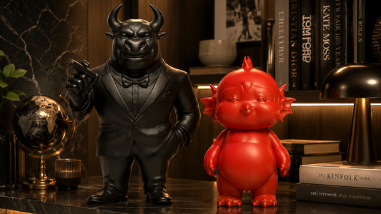 Luxury designer art toy collectible sculpture representing premium craftsmanship, limited edition collectible art, modern sculpture, designer vinyl figure by BANG BANG EG.