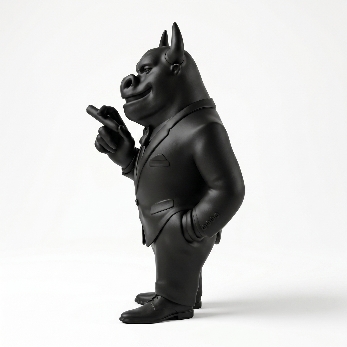 Monitor — Limited Edition Handmade Art Toy Collectible, handcrafted in Egypt from premium Deep Noir vinyl. A luxury designer sculpture featuring a dark charcoal finish, created for contemporary art collectors, executive offices, luxury interiors, and private collections worldwide.